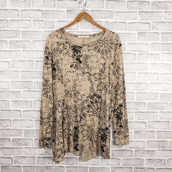 Peruvian Connection Crew Pullover Tunic Blouse in Floral Print Size Medium - Picture 6 of 8